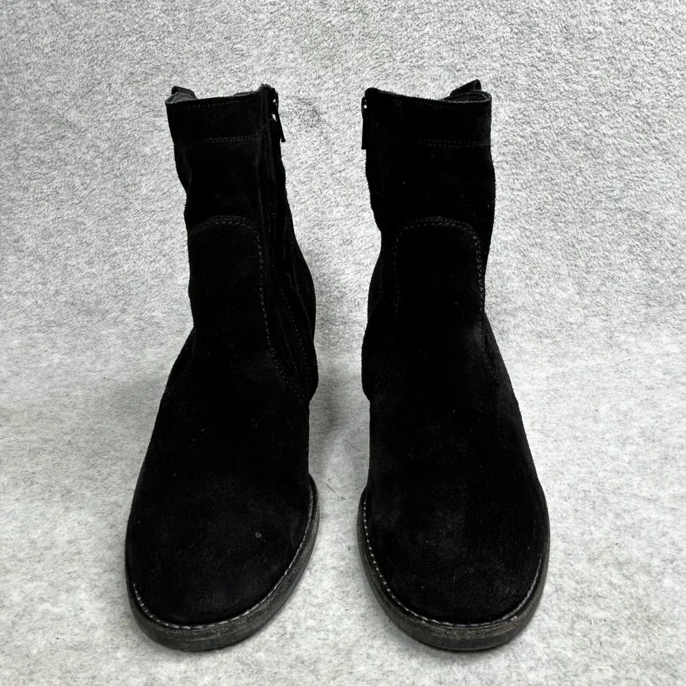 Paul Green Black Suede Zipper Block Heel‎ Ankle Boots Women's US9 UK6.5 Austria